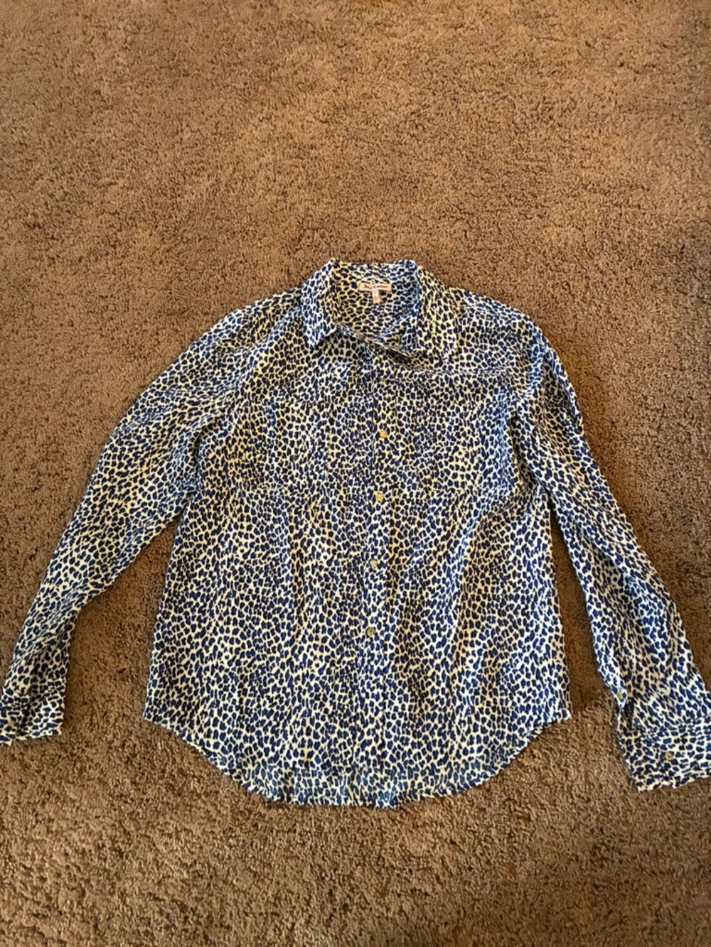 Juicy Couture Blue and White Cheetah Printed Button-Down Shirt - Picture 3 of 7